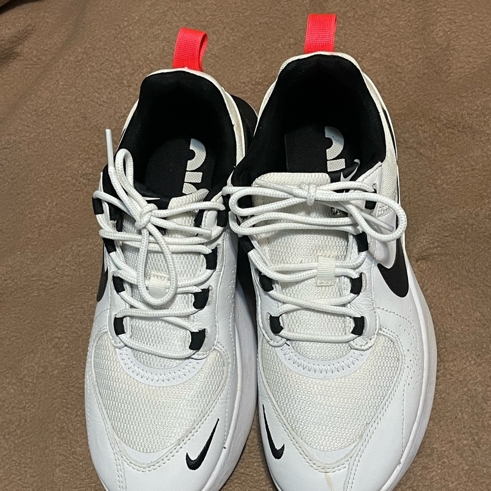 Nike White Sneakers with Black and Red Accents